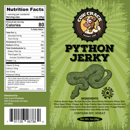 Cow Crack Python Jerky 1 oz 1 bag