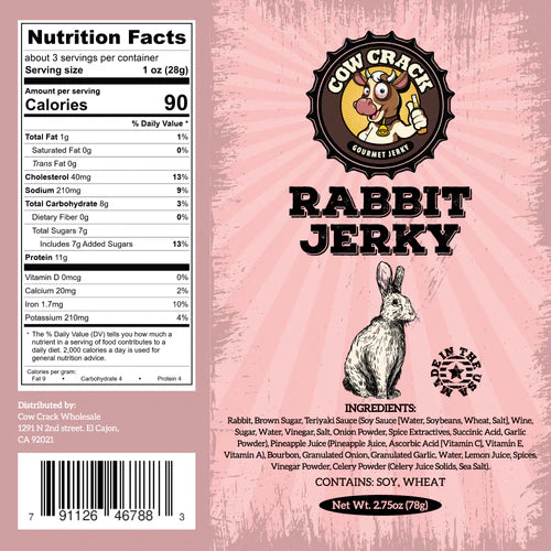 Cow Crack Rabbit Jerky 2.75 Oz 1 bag