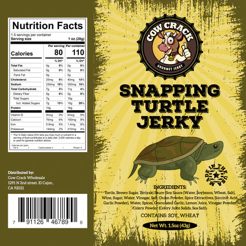 Cow Crack Snapping Turtle Jerky 1.5 Oz 1 bag