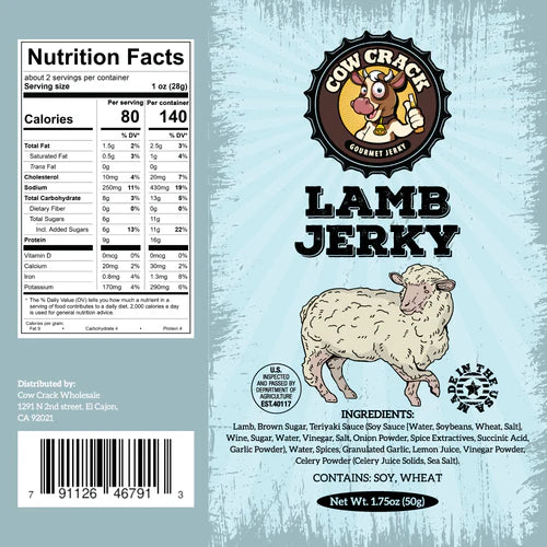 Cow Crack Lamb Jerky 1.75 oz 1 bag