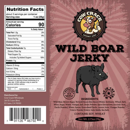 Cow Crack Wild Boar Jerky 2.75 oz 1 bag