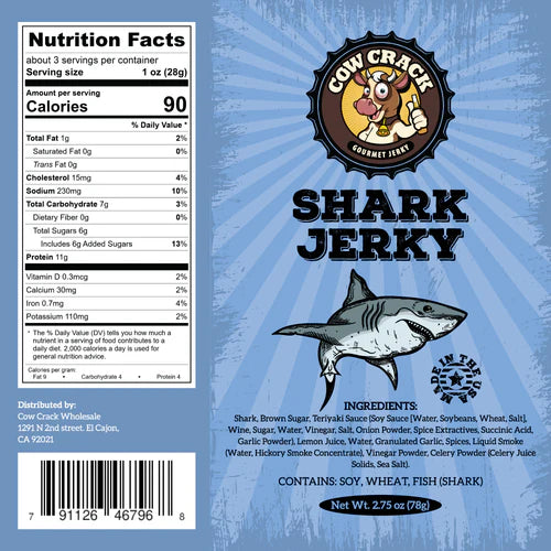 Cow Crack Shark Jerky 2.75 Oz 1 bag
