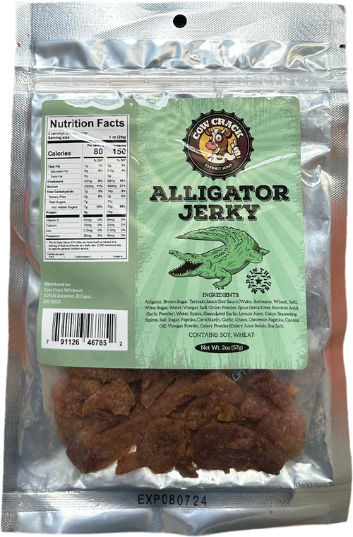 Cow Crack Alligator Jerky 2 Oz 1 bag