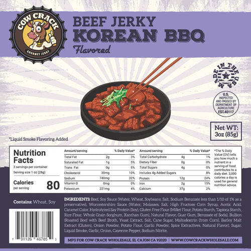 Cow Crack Korean BBQ Beef Jerky 3 oz 1 bag