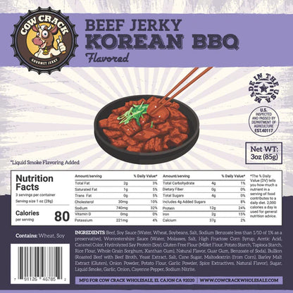 Cow Crack Korean BBQ Beef Jerky 3 oz 1 bag