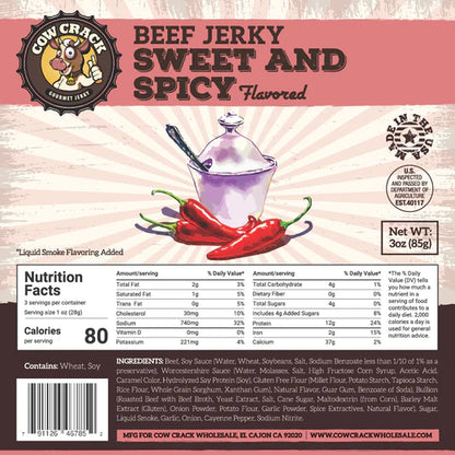 Cow Crack Sweet and Spicy Beef Jerky 3 oz 1 bag